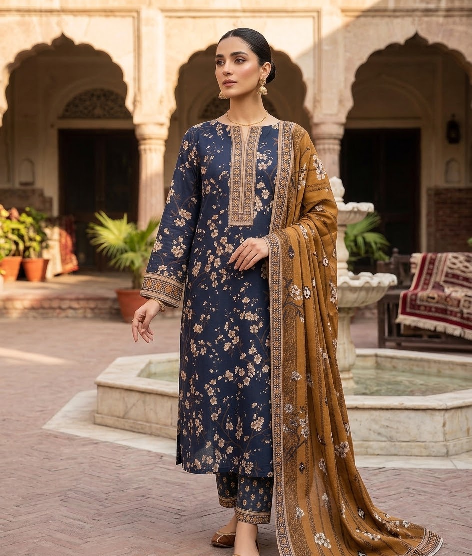 Sapphire 3 Pc Shawl Collection Design Code: 741