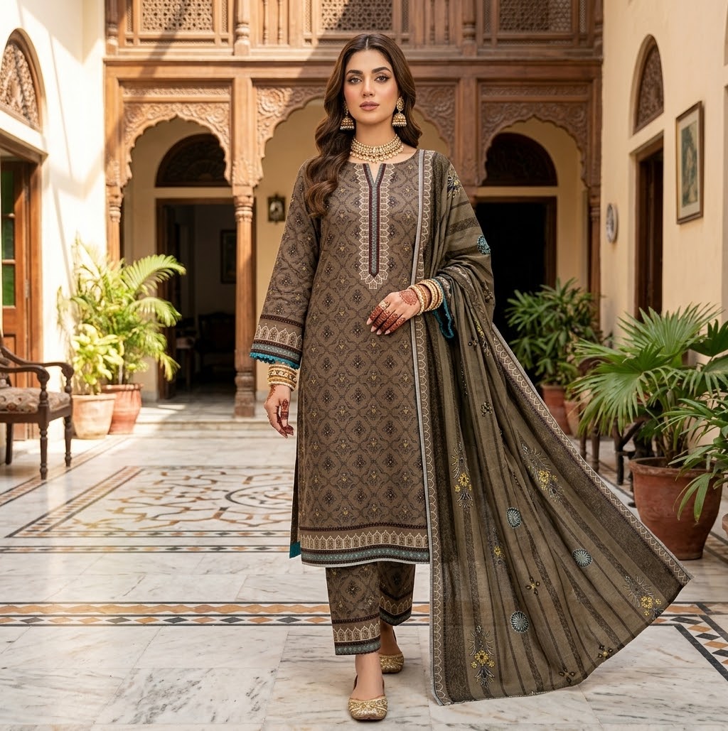 Sapphire 3 Pc Shawl Collection Design Code: 742