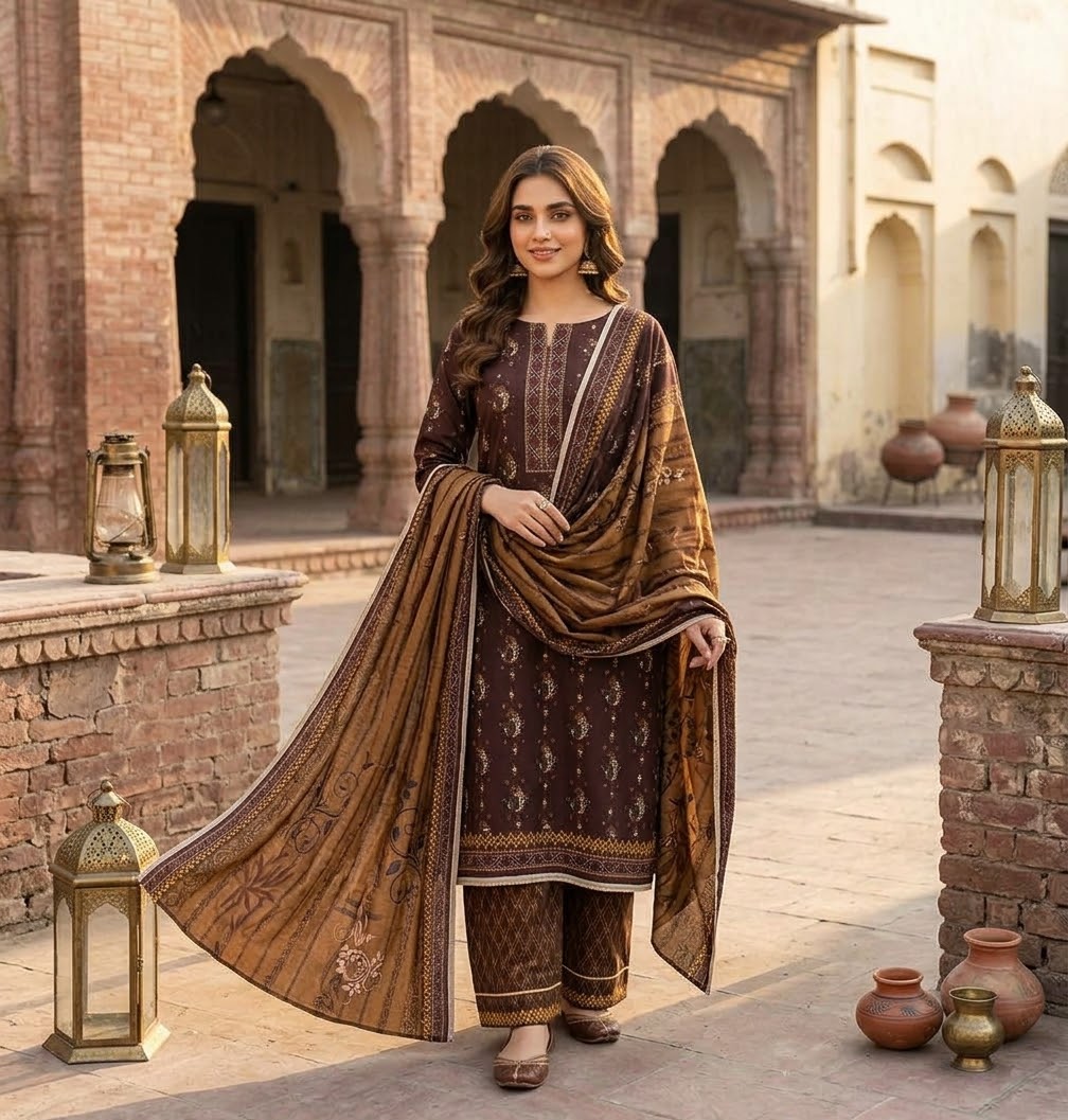 Sapphire 3 Pc Shawl Collection Design Code: 748