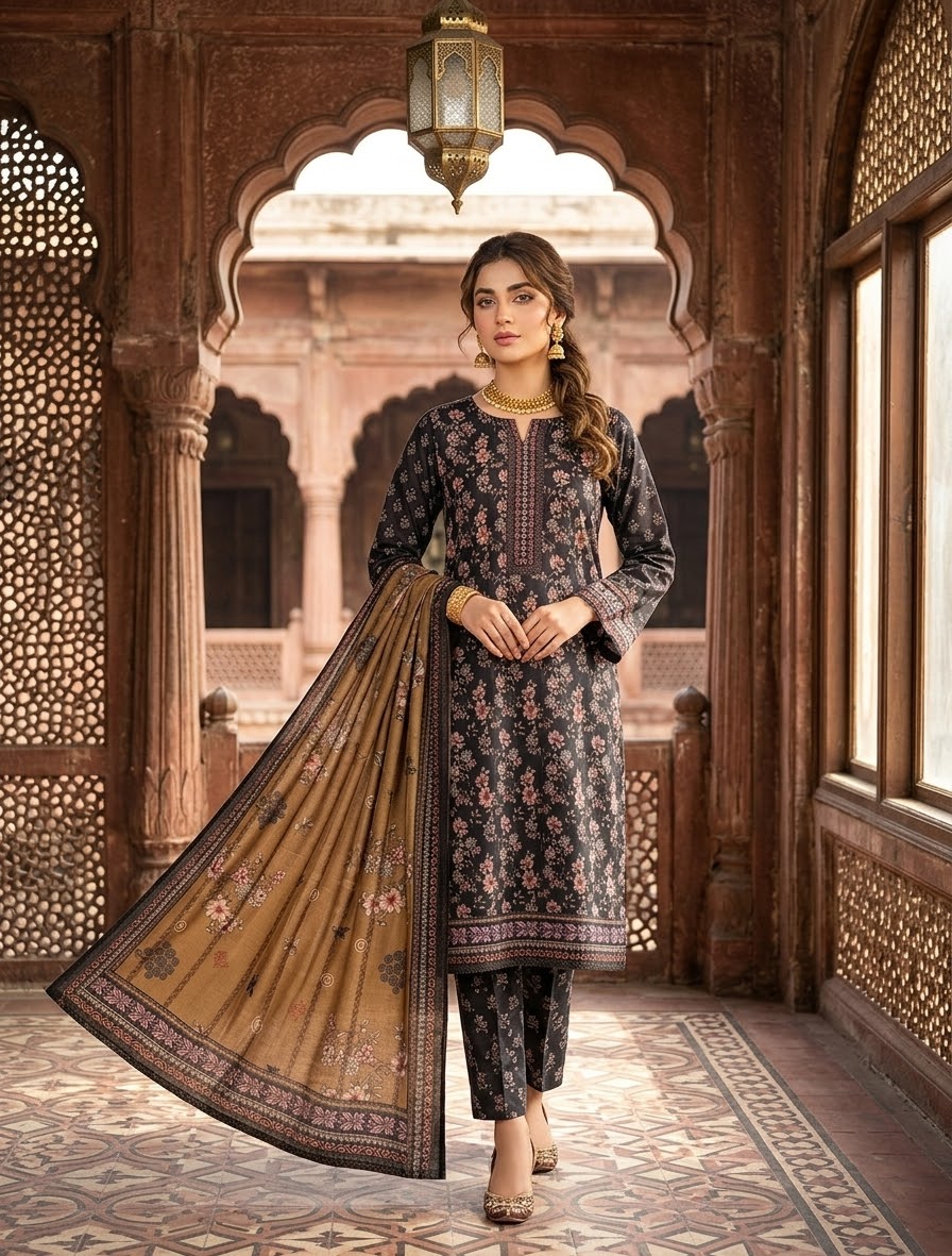 Sapphire 3 Pc Shawl Collection Design Code: 745