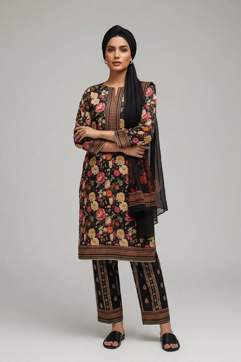 Sapphire 3 Pc Shawl Collection Design Code: 740