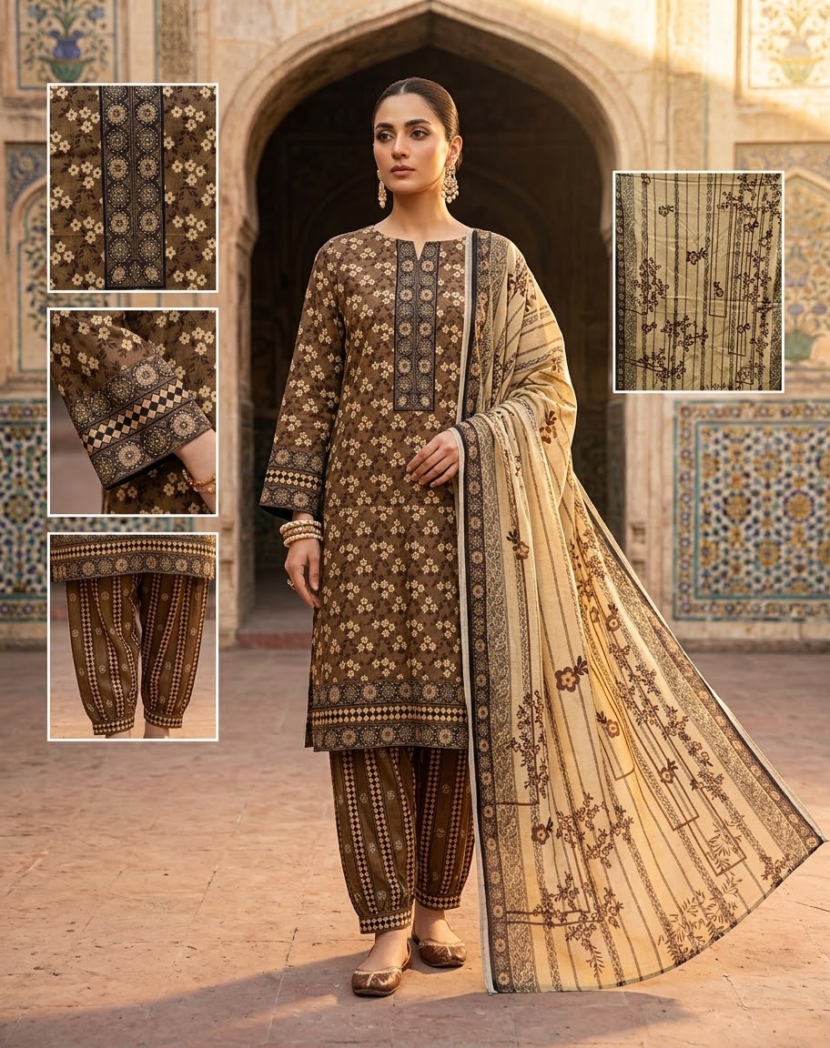 Sapphire 3 Pc Shawl Collection Design Code: 744