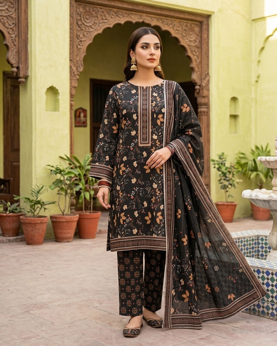 Sapphire 3 Pc Shawl Collection Design Code: 747