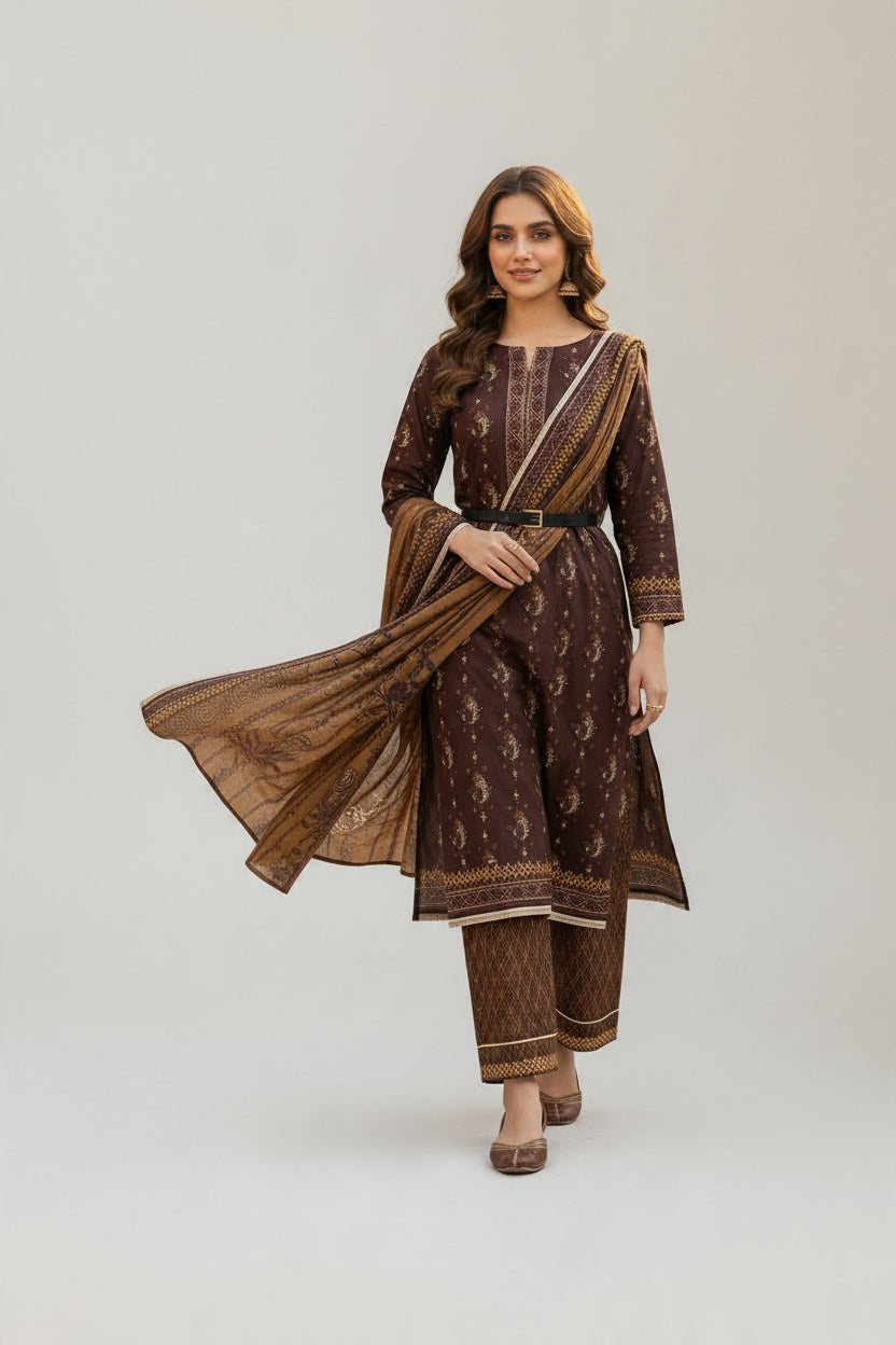 Sapphire 3 Pc Shawl Collection Design Code: 748