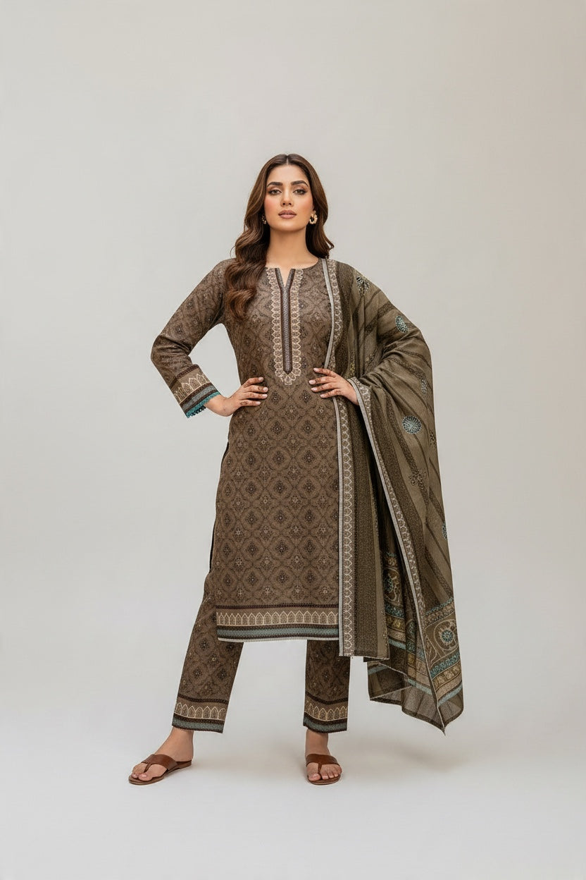 Sapphire 3 Pc Shawl Collection Design Code: 742