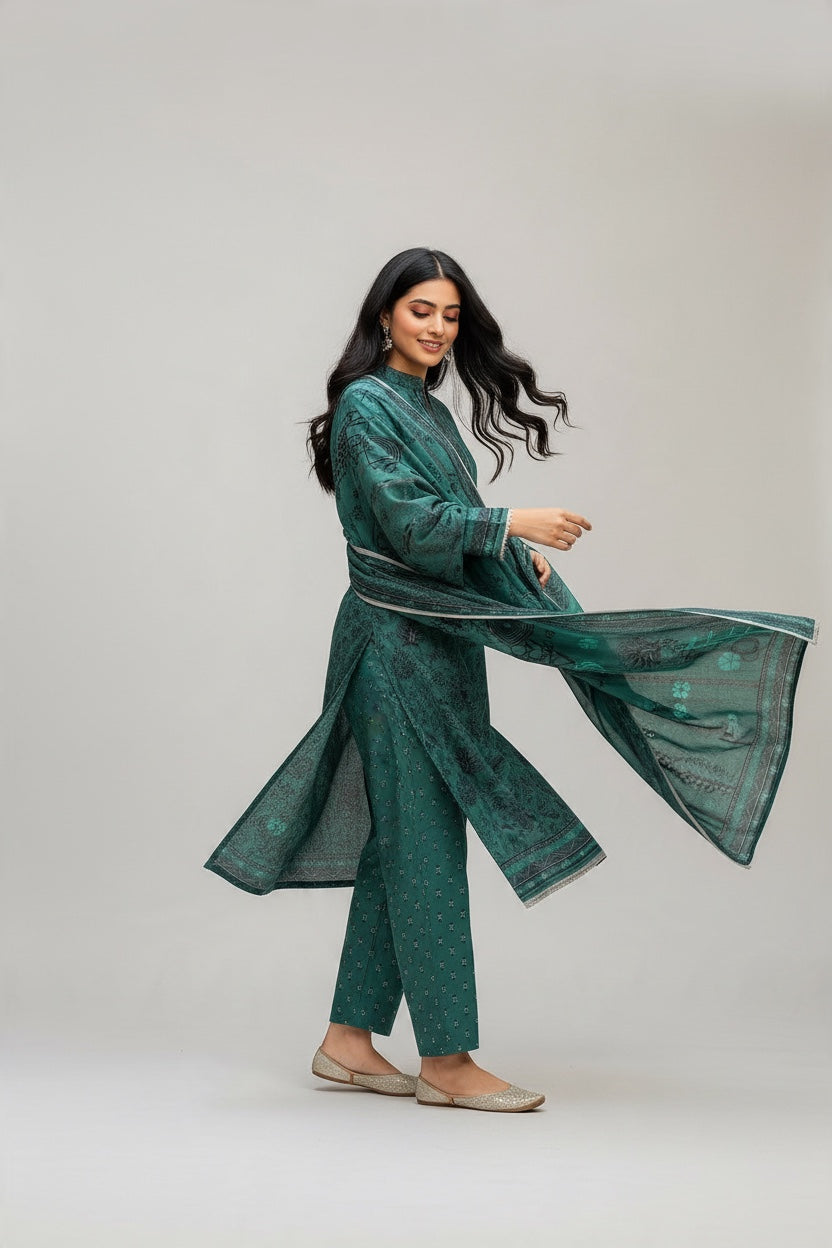 Sapphire 3 Pc Shawl Collection Design Code: 746