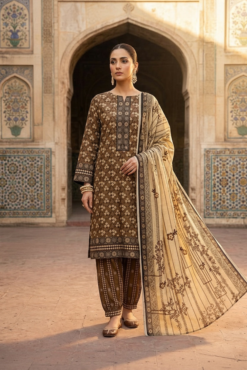Sapphire 3 Pc Shawl Collection Design Code: 744