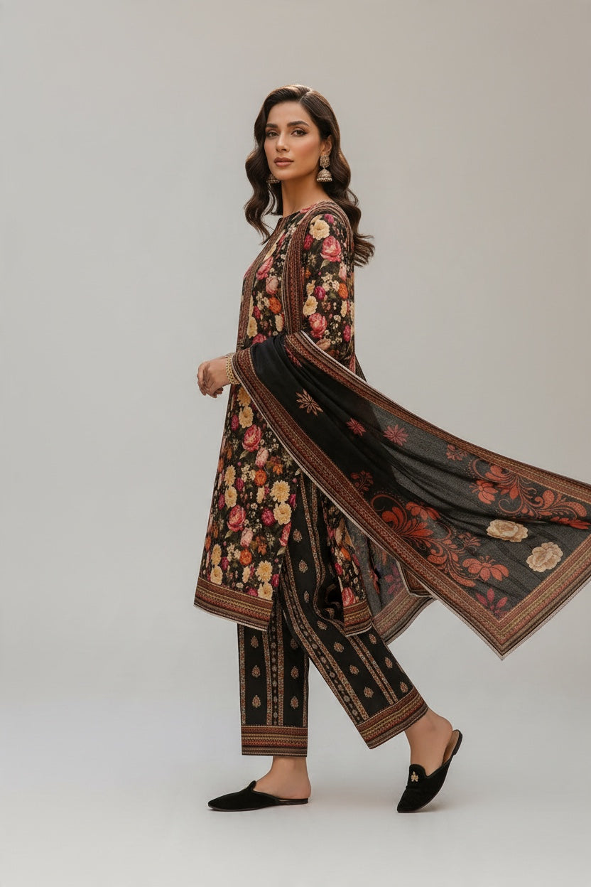 Sapphire 3 Pc Shawl Collection Design Code: 740