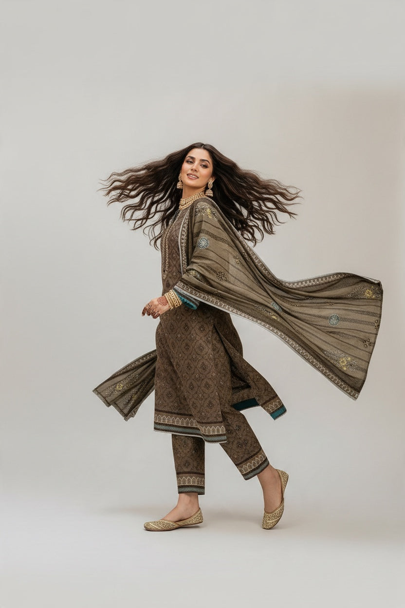 Sapphire 3 Pc Shawl Collection Design Code: 742