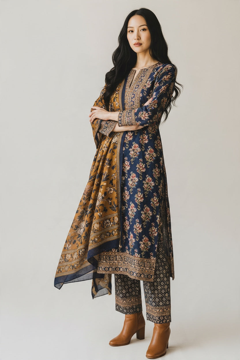 Sapphire 3 Pc Shawl Collection Design Code: 741