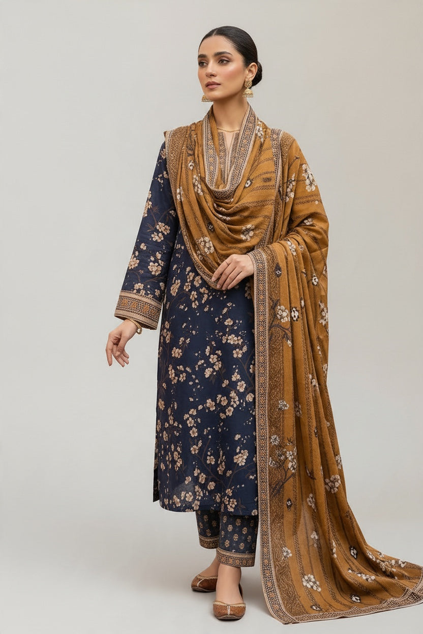 Sapphire 3 Pc Shawl Collection Design Code: 741