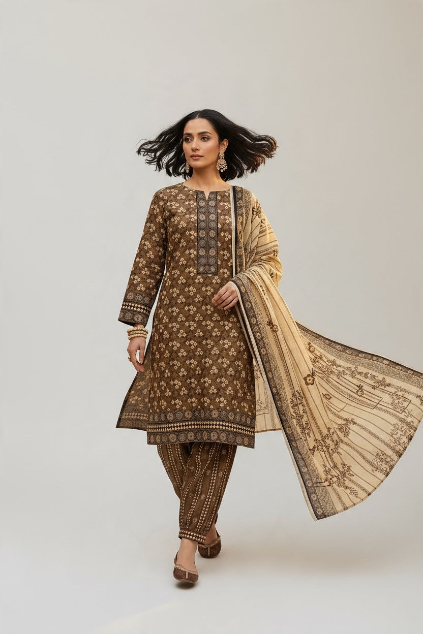 Sapphire 3 Pc Shawl Collection Design Code: 744