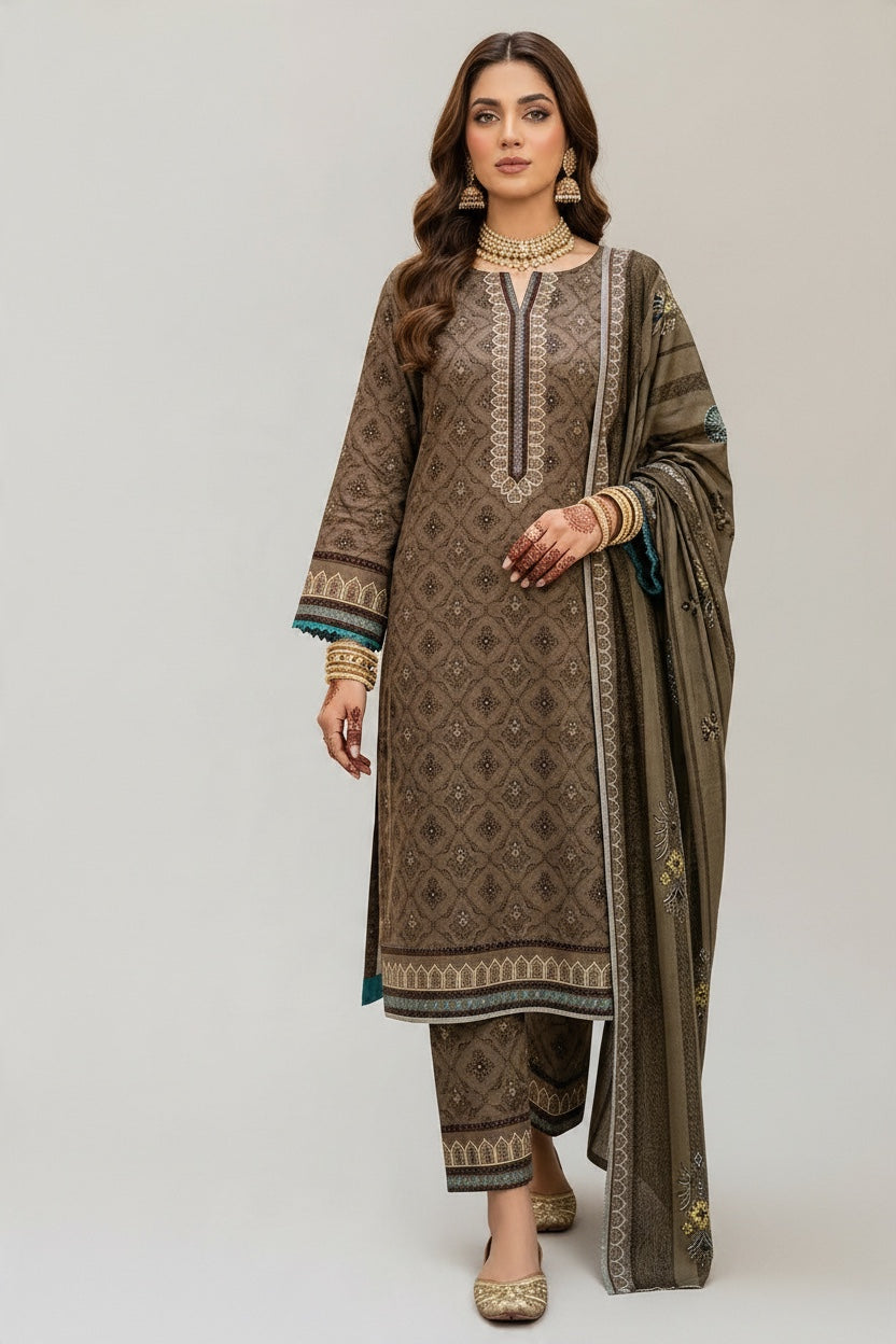 Sapphire 3 Pc Shawl Collection Design Code: 742
