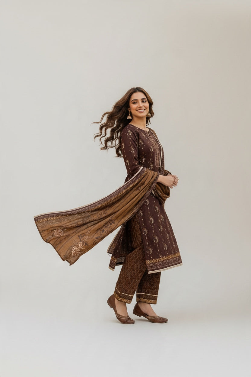 Sapphire 3 Pc Shawl Collection Design Code: 748