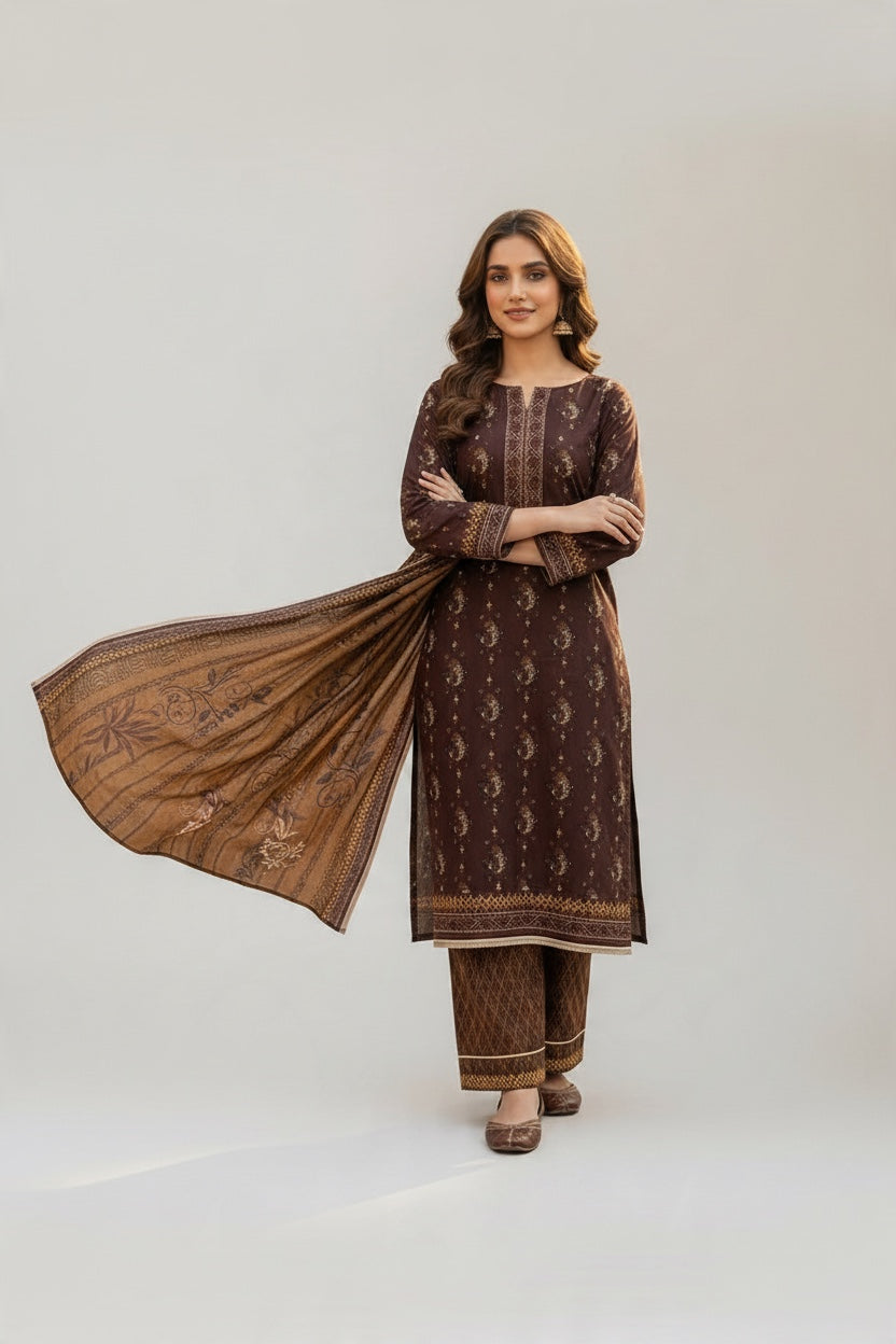 Sapphire 3 Pc Shawl Collection Design Code: 748